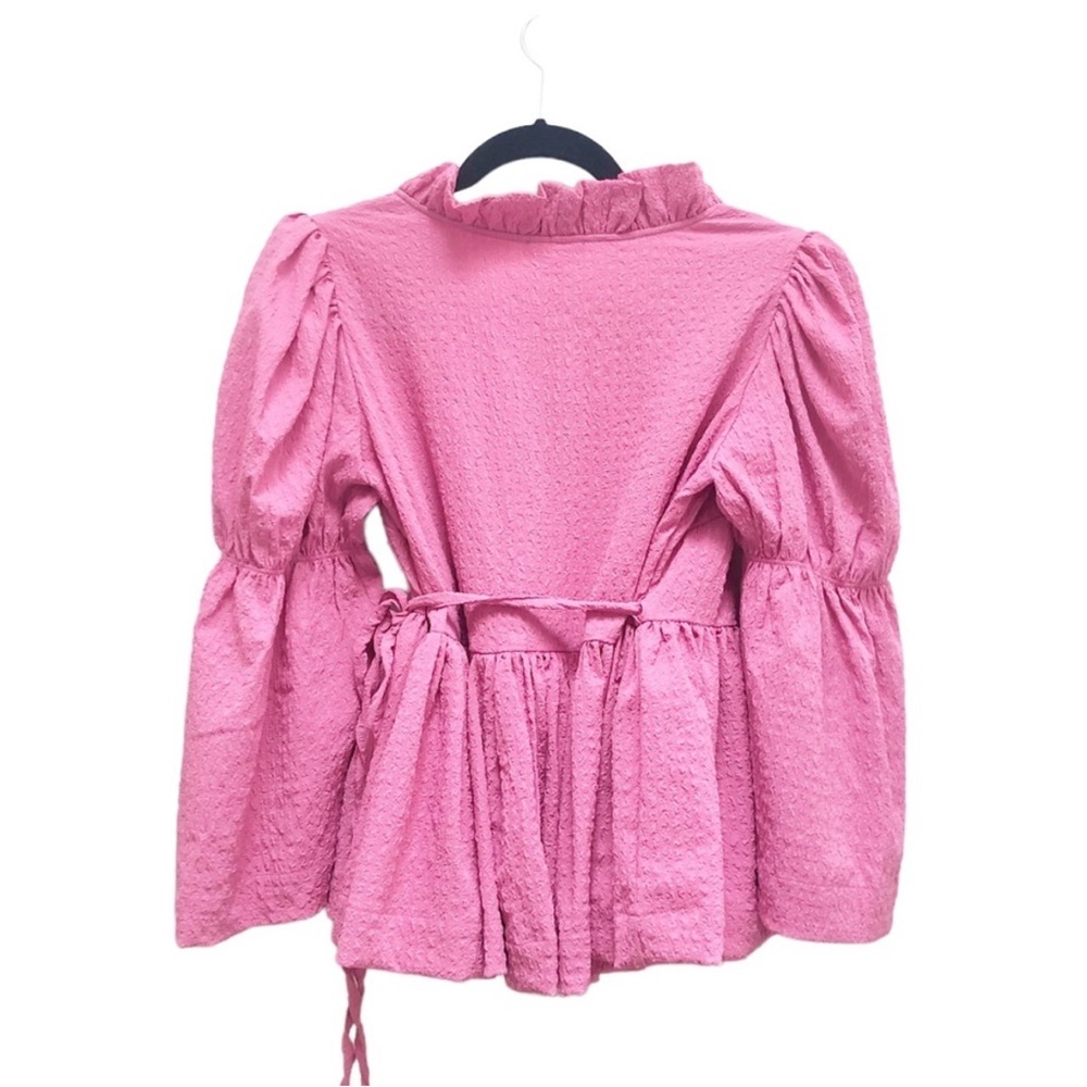 Pink Ruffle Wrap Blouse byTimo - Picture 2 of 5